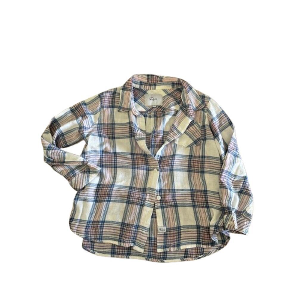Rails Women's Multicolor Plaid Linen Blend Charli Button Down Shirt Size 10